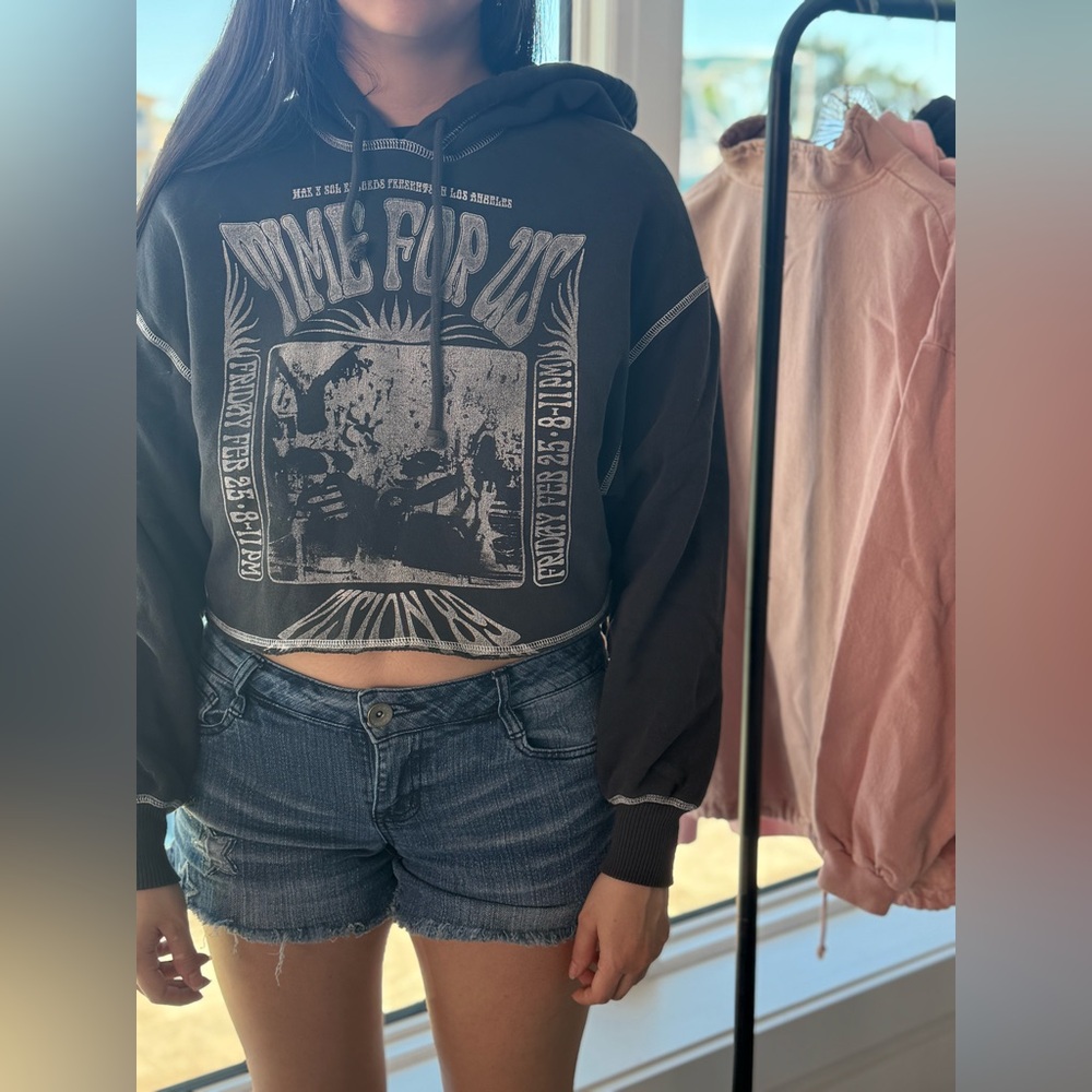 Hollister Charcoal Cropped Hoodie